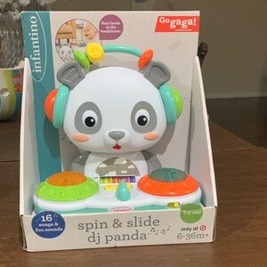 Infantino Spin & Slide DJ Panda Toy - White, Mint Green, Orange